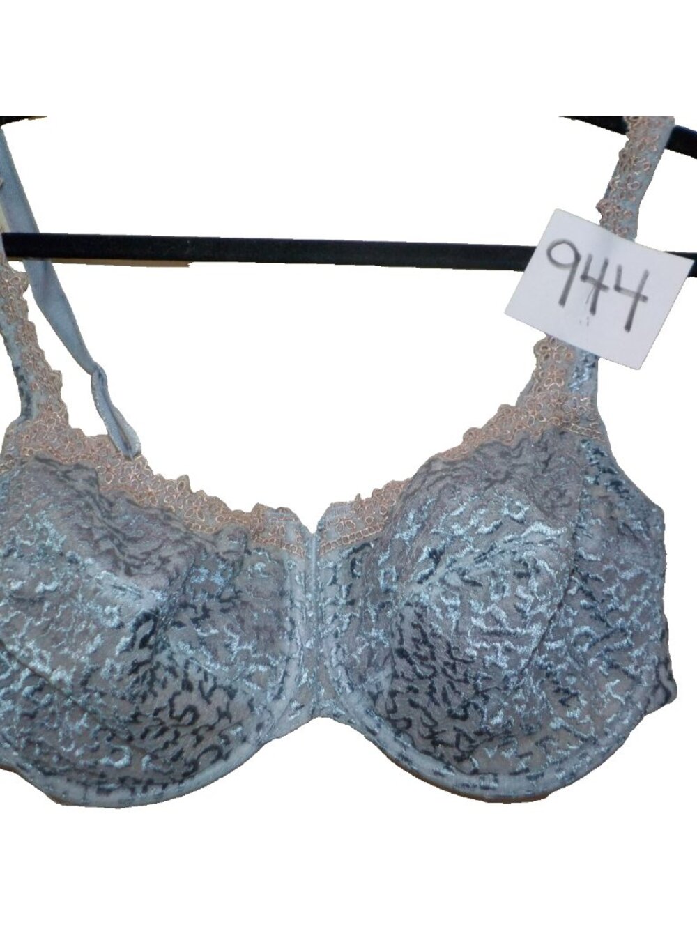 Town & Country by Lunaire Blue Sheer Lace Underwire Bra Size 40DD (40E)